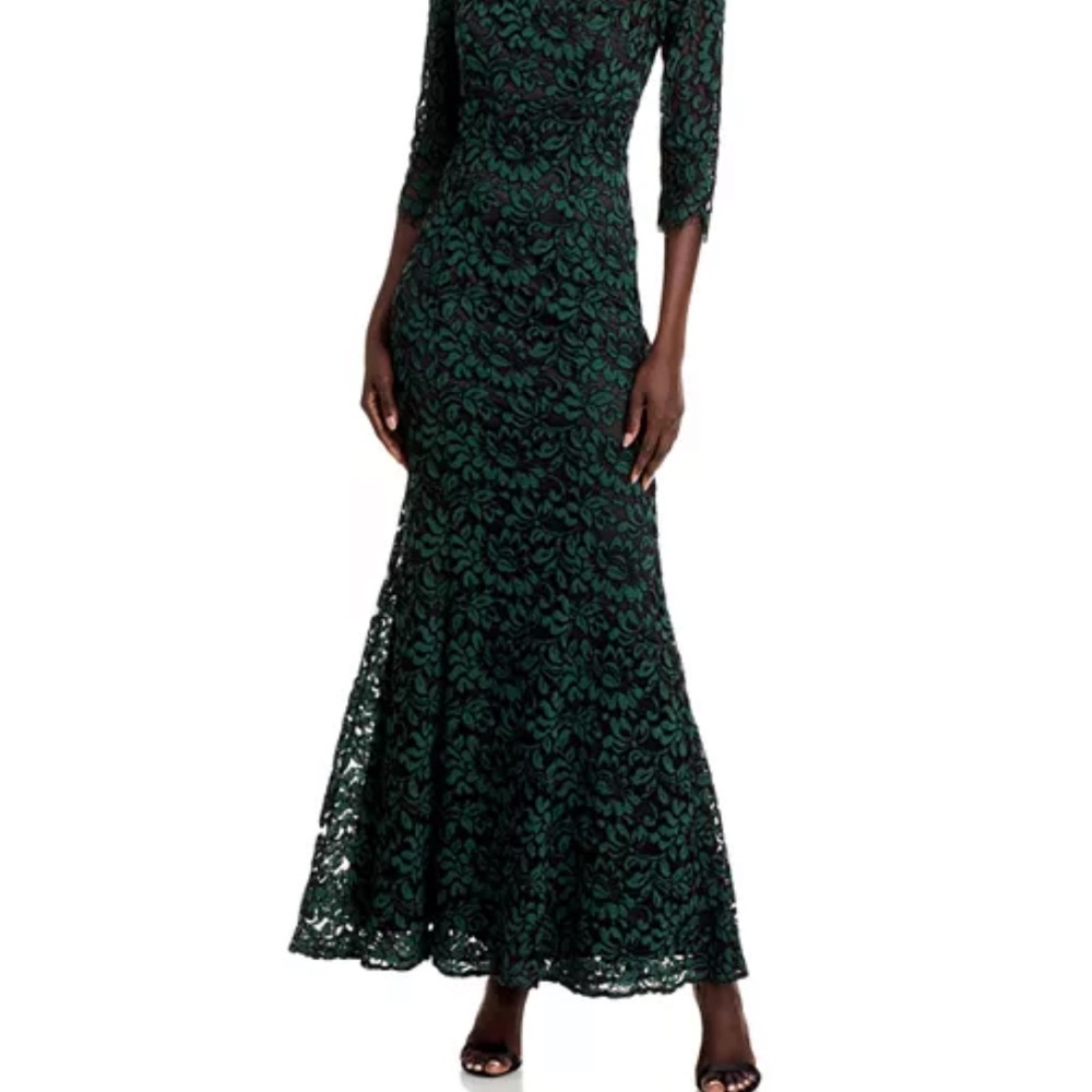 Eliza J hunter green Lace Long Sleeve Dress